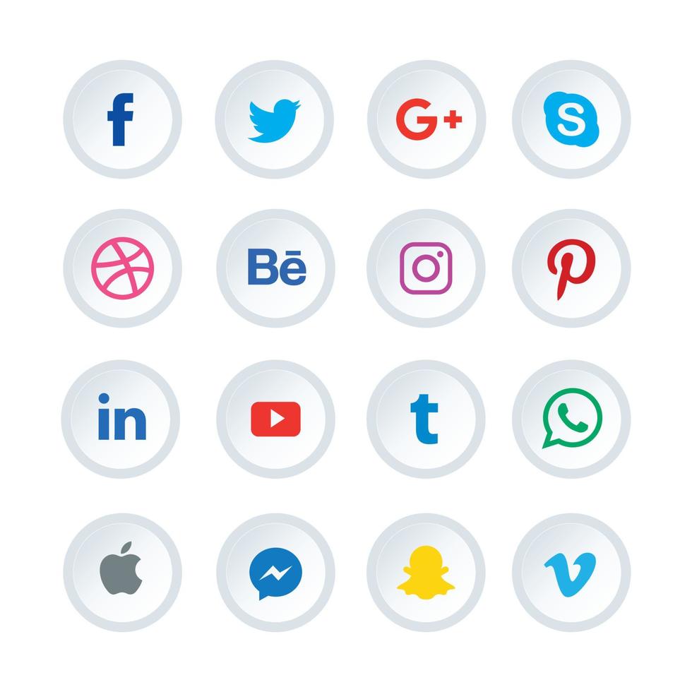 conjunto de iconos de redes sociales. símbolos vectoriales de redes sociales, icono de medios sociales para todo tipo de empresa y agencia de publicidad y proyecto de diseño gráfico, mejores iconos para cualquier diseño vector