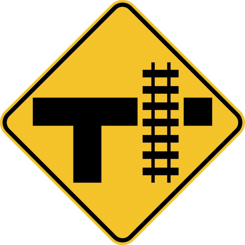 Highway Light Rail Transit Grade Crossing Right Sign vector