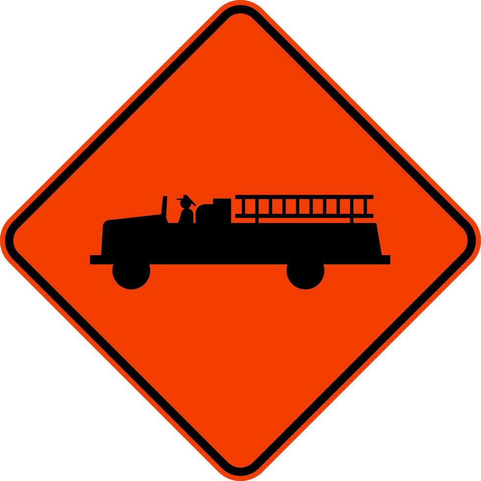 Emergency Vehicle Crossing Sign On White Background vector