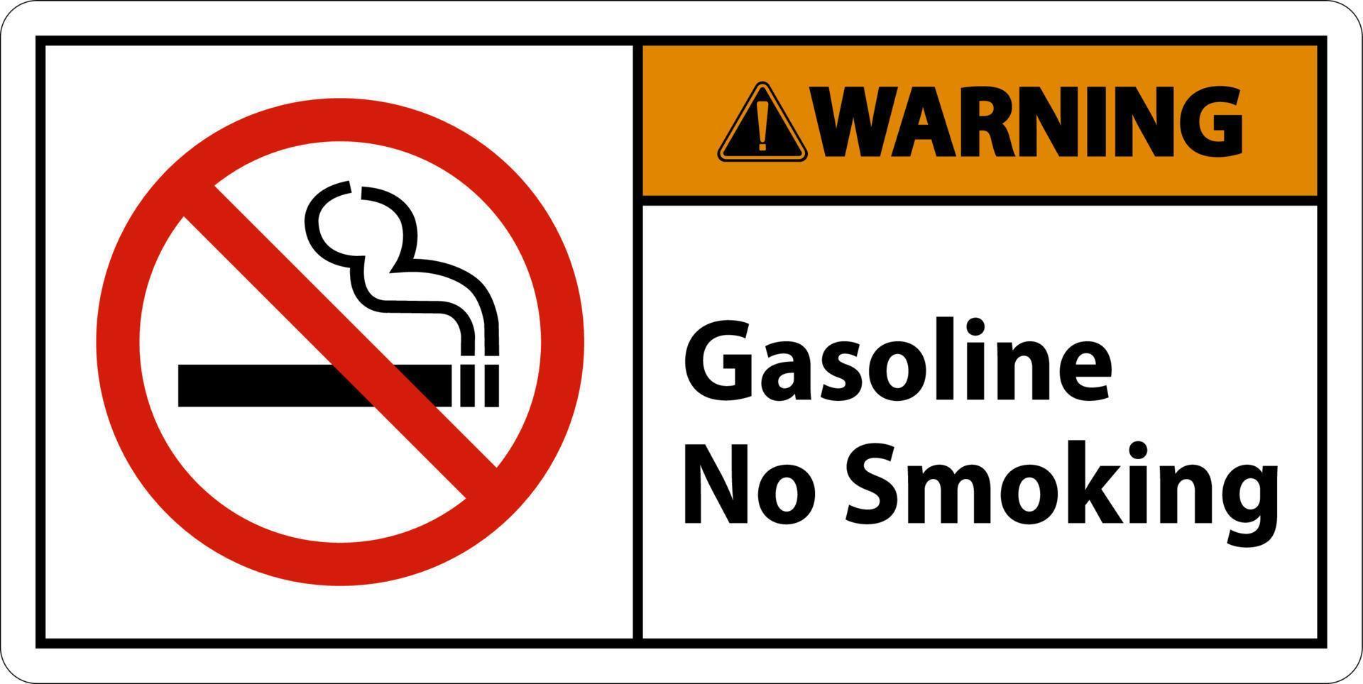 Warning Gasoline No Smoking Sign On White Background vector