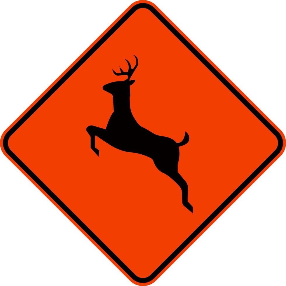 Deer Crossing Sign On White Background vector