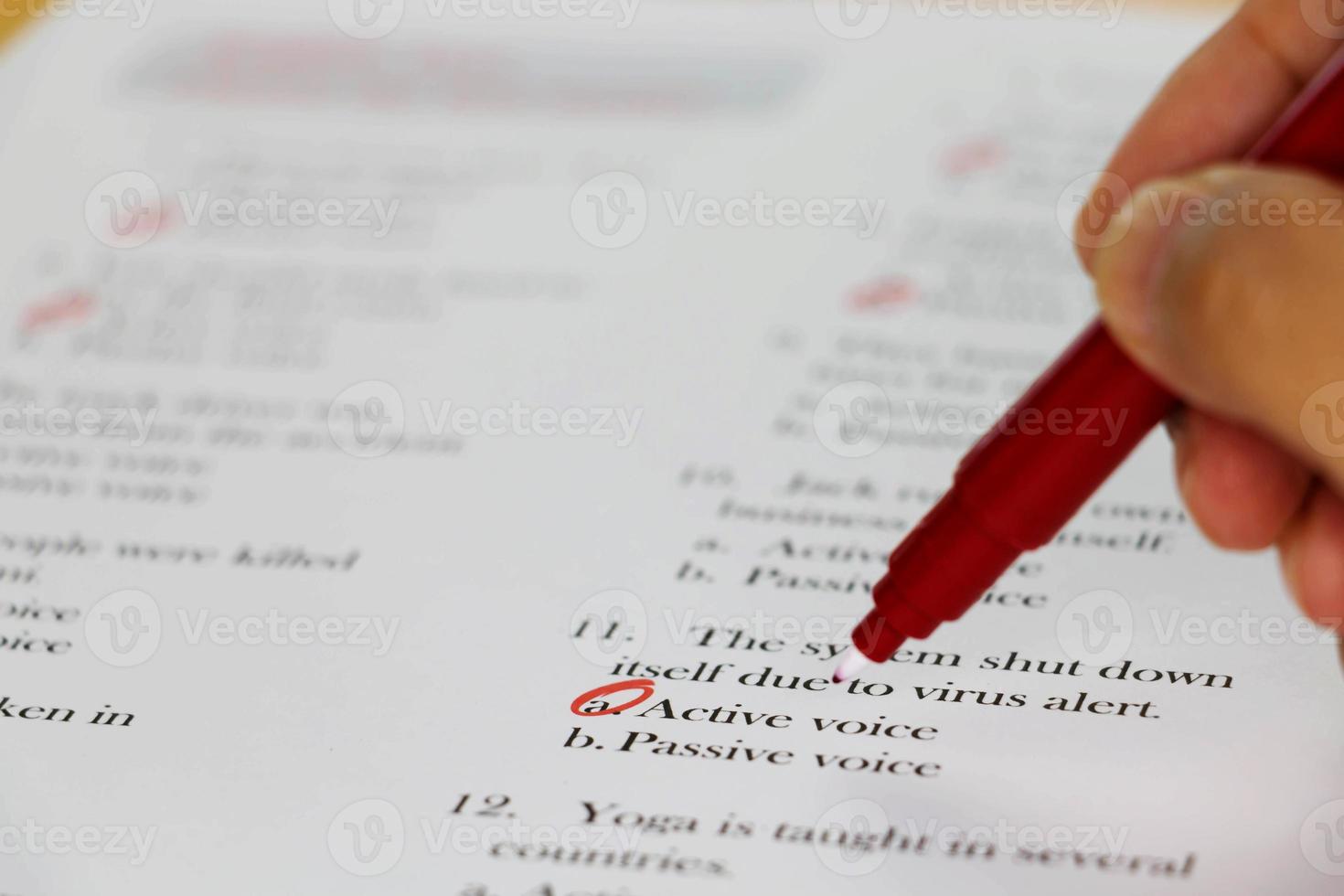 English test on desk photo