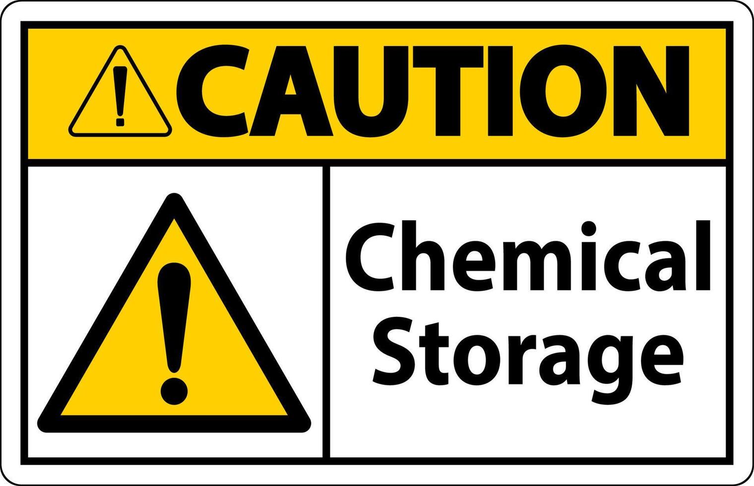 Precaución signo de símbolo de almacenamiento químico sobre fondo blanco. vector