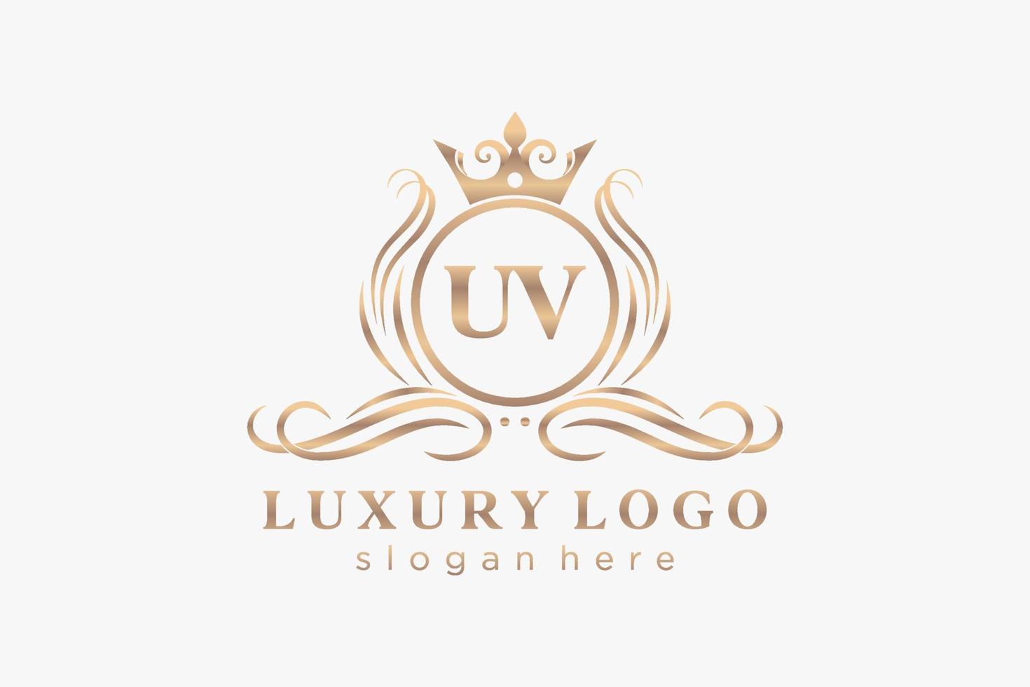 Initial UV Letter Royal Luxury Logo template in vector art for Restaurant, Royalty, Boutique, Cafe, Hotel, Heraldic, Jewelry, Fashion and other vector illustration.