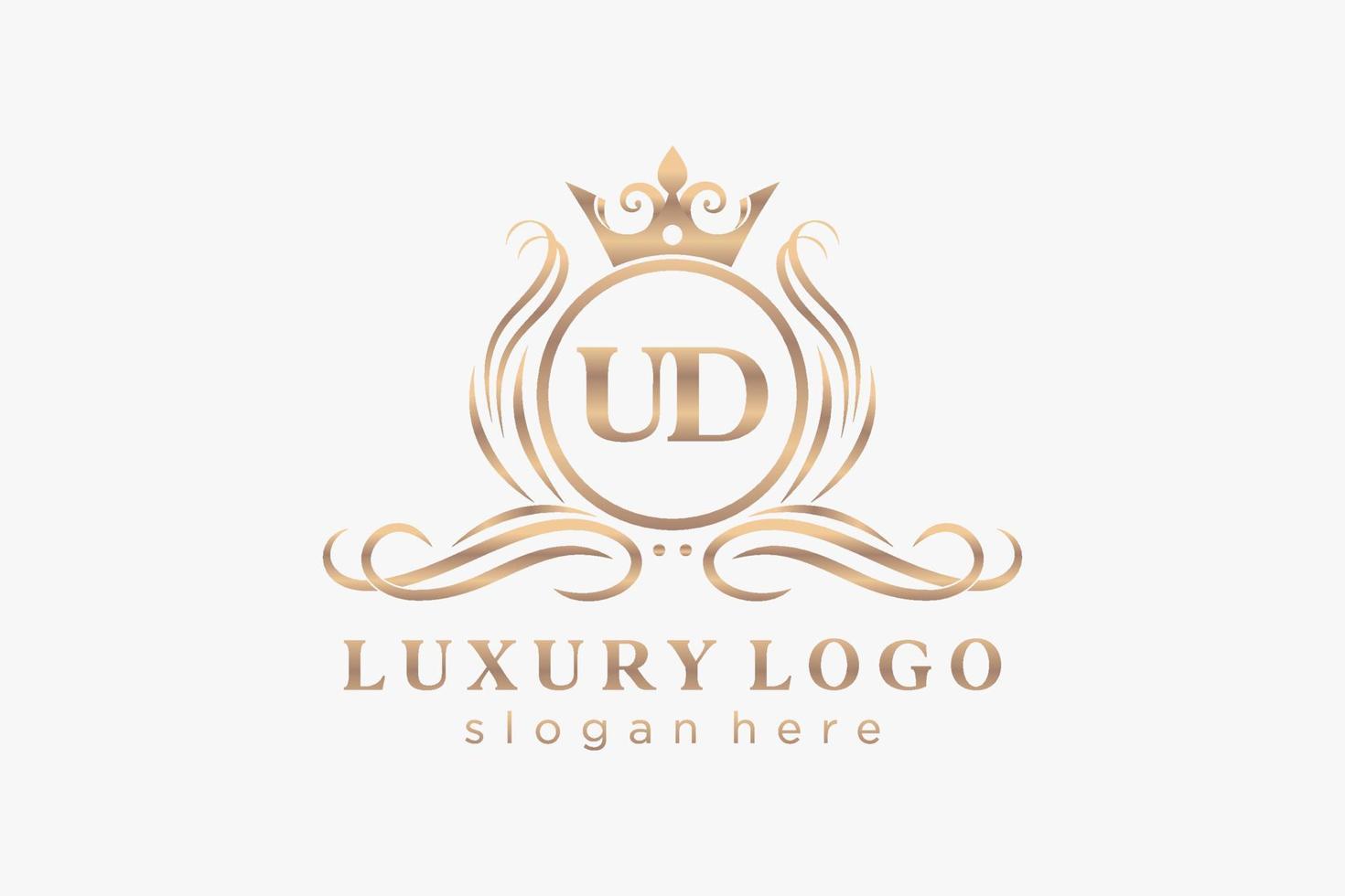 Initial UD Letter Royal Luxury Logo template in vector art for Restaurant, Royalty, Boutique, Cafe, Hotel, Heraldic, Jewelry, Fashion and other vector illustration.