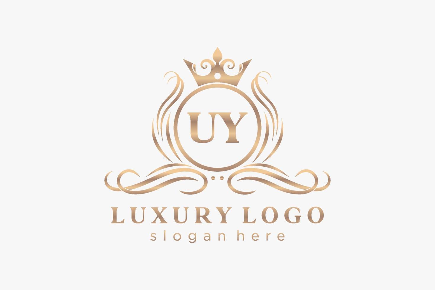 Initial UY Letter Royal Luxury Logo template in vector art for Restaurant, Royalty, Boutique, Cafe, Hotel, Heraldic, Jewelry, Fashion and other vector illustration.