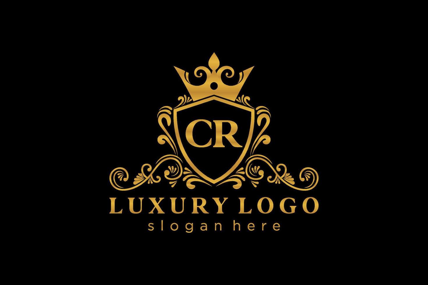 plantilla de logotipo de lujo real con letra cr inicial en arte vectorial para restaurante, realeza, boutique, cafetería, hotel, heráldica, joyería, moda y otras ilustraciones vectoriales. vector