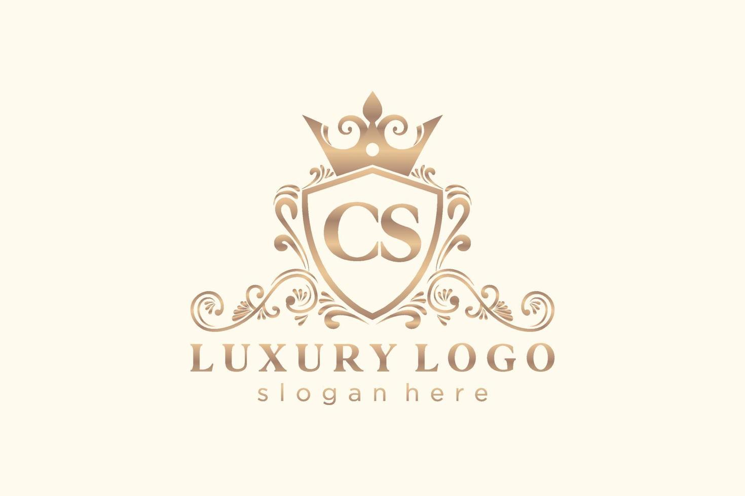 plantilla de logotipo de lujo real de letra cs inicial en arte vectorial para restaurante, realeza, boutique, cafetería, hotel, heráldica, joyería, moda y otras ilustraciones vectoriales. vector