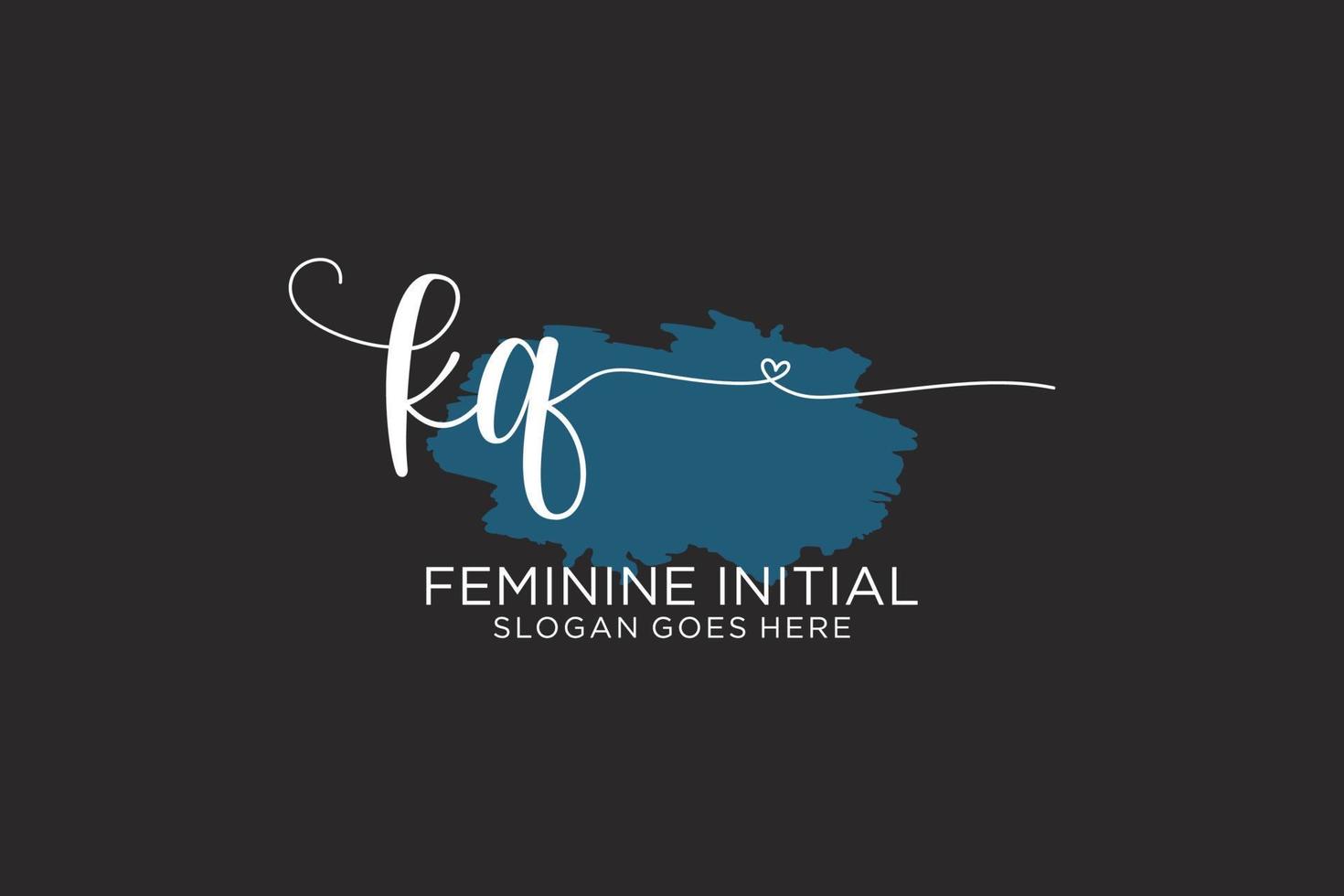 Initial KQ beauty monogram and elegant logo design handwriting logo of initial signature, wedding, fashion, floral and botanical with creative template. vector