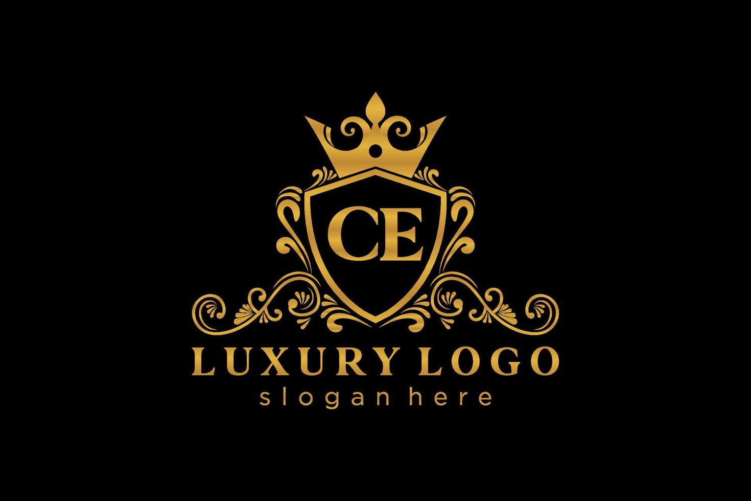 Initial CE Letter Royal Luxury Logo template in vector art for Restaurant, Royalty, Boutique, Cafe, Hotel, Heraldic, Jewelry, Fashion and other vector illustration.