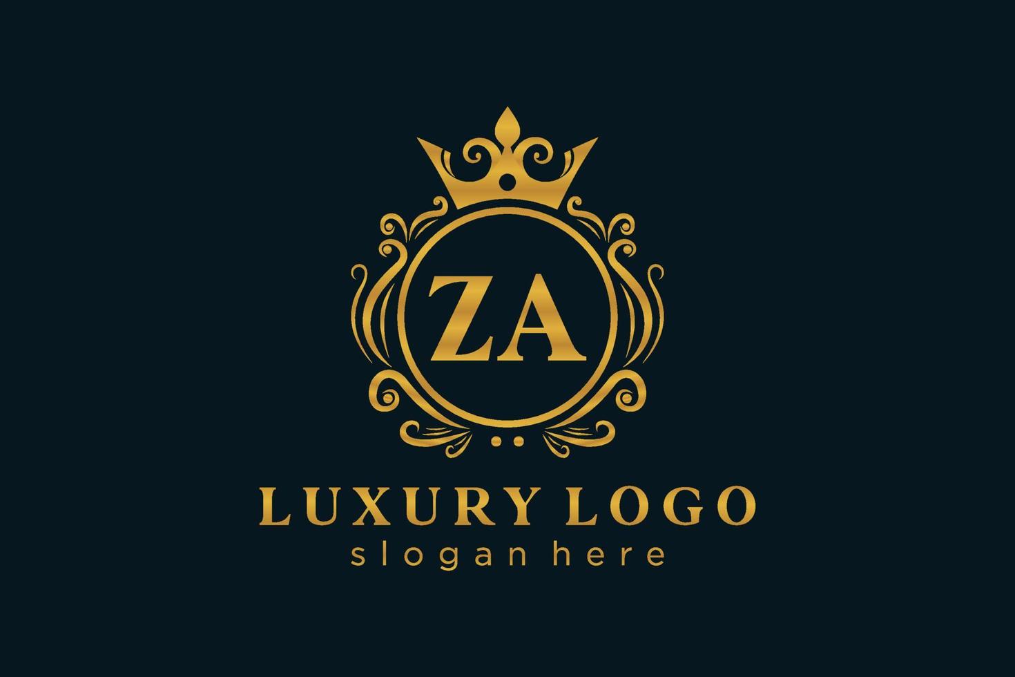 Initial ZA Letter Royal Luxury Logo template in vector art for Restaurant, Royalty, Boutique, Cafe, Hotel, Heraldic, Jewelry, Fashion and other vector illustration.