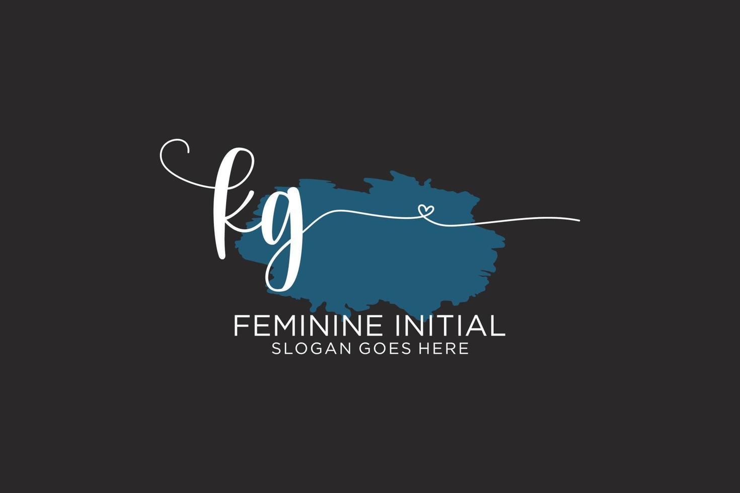 Initial KG beauty monogram and elegant logo design handwriting logo of initial signature, wedding, fashion, floral and botanical with creative template. vector