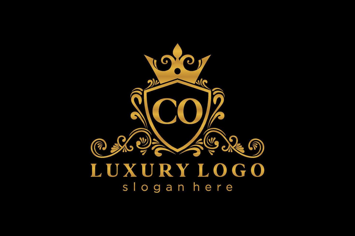 plantilla de logotipo de lujo real de letra co inicial en arte vectorial para restaurante, realeza, boutique, cafetería, hotel, heráldica, joyería, moda y otras ilustraciones vectoriales. vector