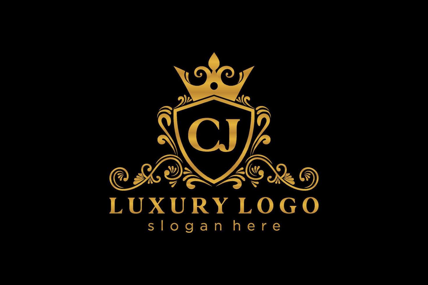 plantilla de logotipo de lujo real con letra cj inicial en arte vectorial para restaurante, realeza, boutique, cafetería, hotel, heráldica, joyería, moda y otras ilustraciones vectoriales. vector