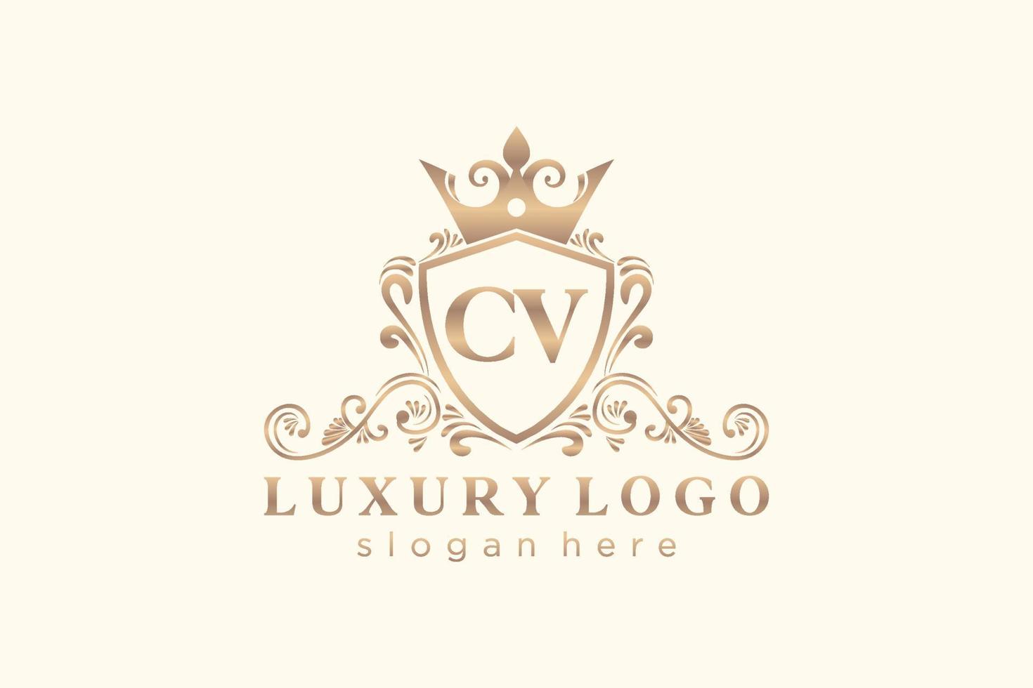 plantilla de logotipo de lujo real de letra cv inicial en arte vectorial para restaurante, realeza, boutique, cafetería, hotel, heráldica, joyería, moda y otras ilustraciones vectoriales. vector