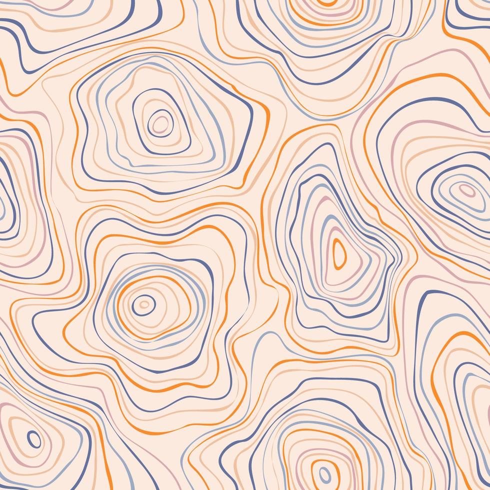 Seamless pattern from abstract color concentric stains liquid texture. Creative aesthetic background with stripes blots. Free design wavy stripes curved vector illustration.