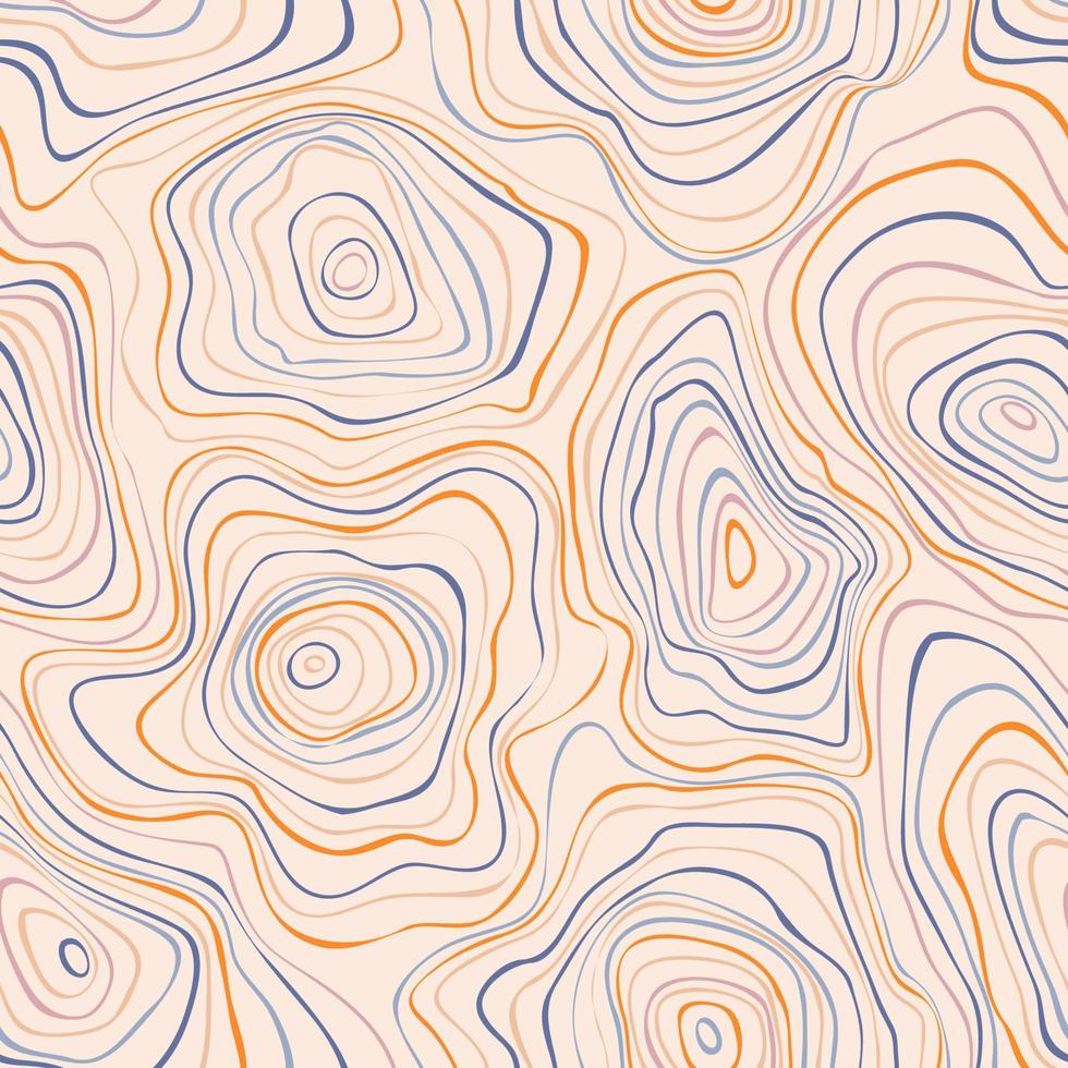 patrón sin costuras de textura líquida de manchas concéntricas de color abstracto. fondo estético creativo con manchas de rayas. ilustración de vector curvo de rayas onduladas de diseño libre.