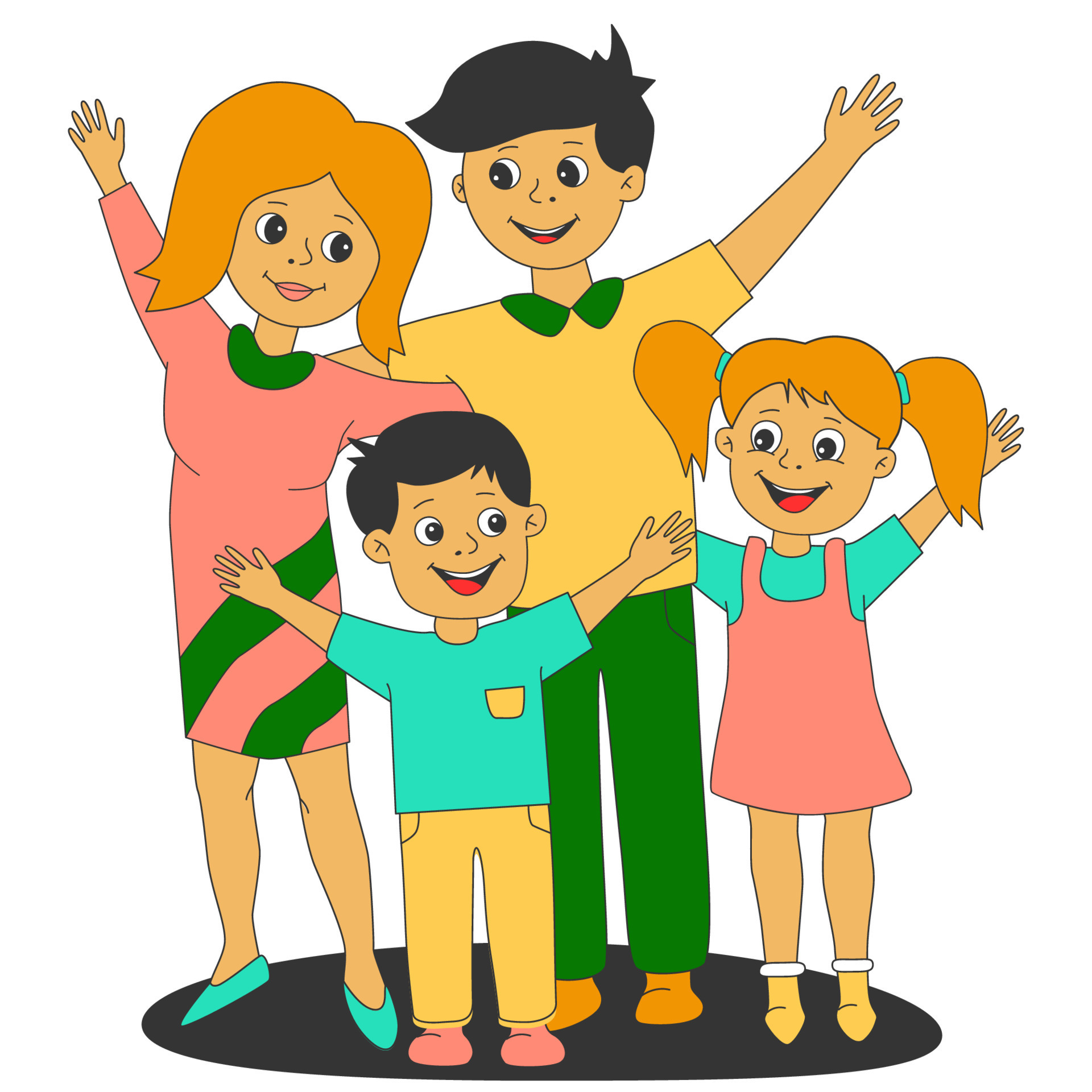 Family Having Fun Parents And Children Spend Time Together Party Or 