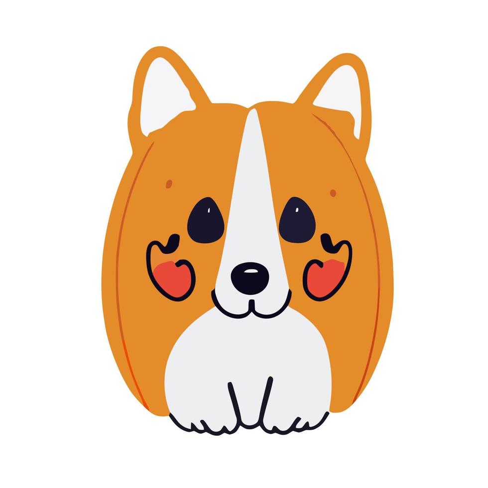 lindo sonriente calabaza corgi vector