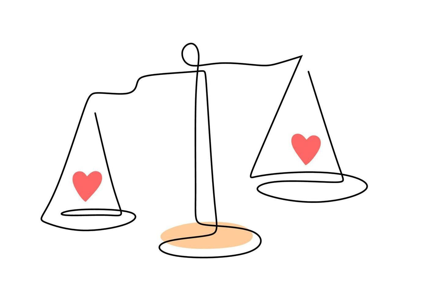 One continuous single line balance of justice vector
