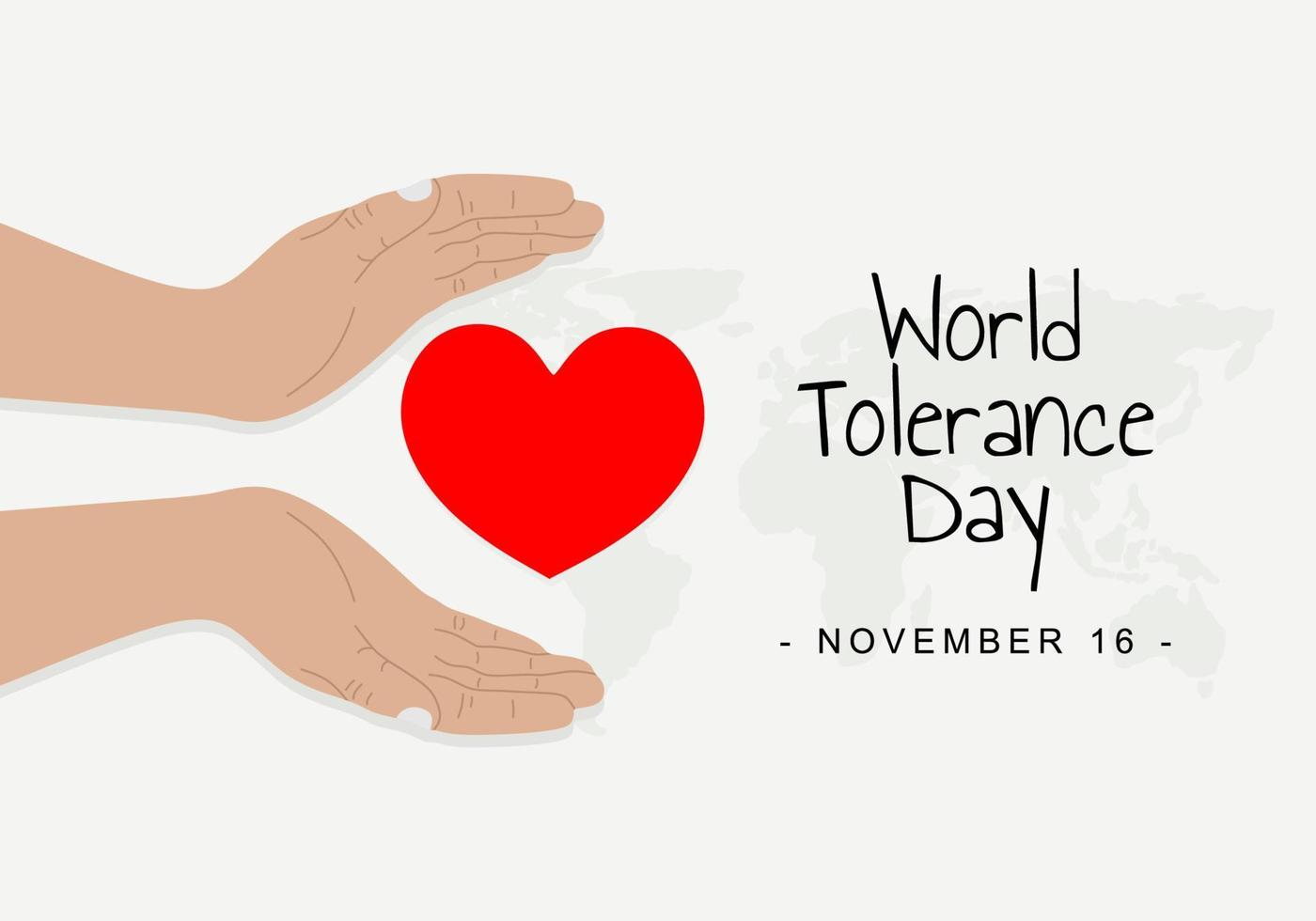fondo del día mundial de la tolerancia con el símbolo de la mano y el amor. vector