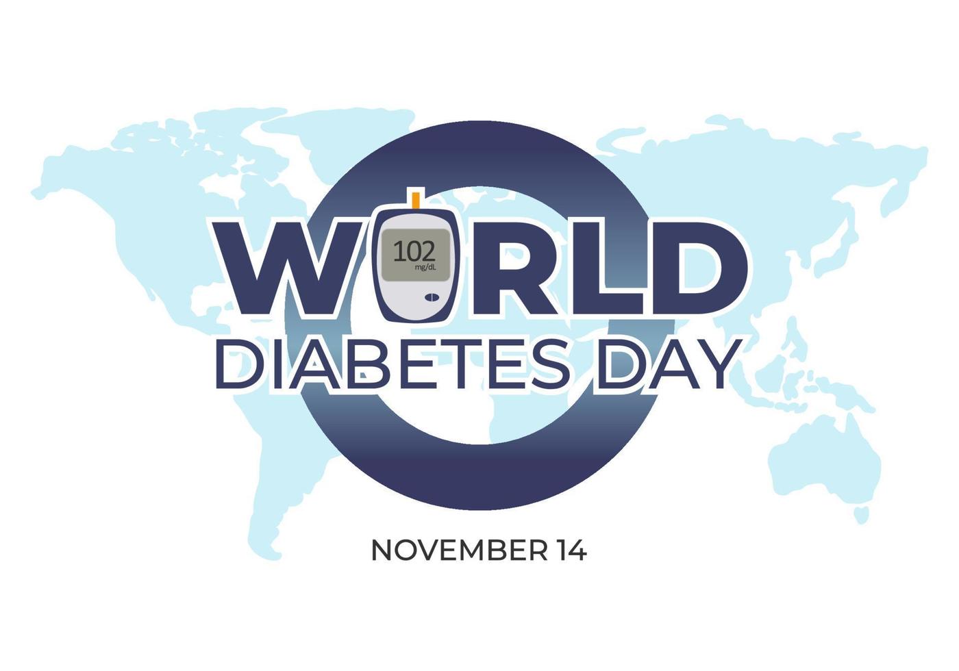 World diabetes day background with blood sugar measuring device vector