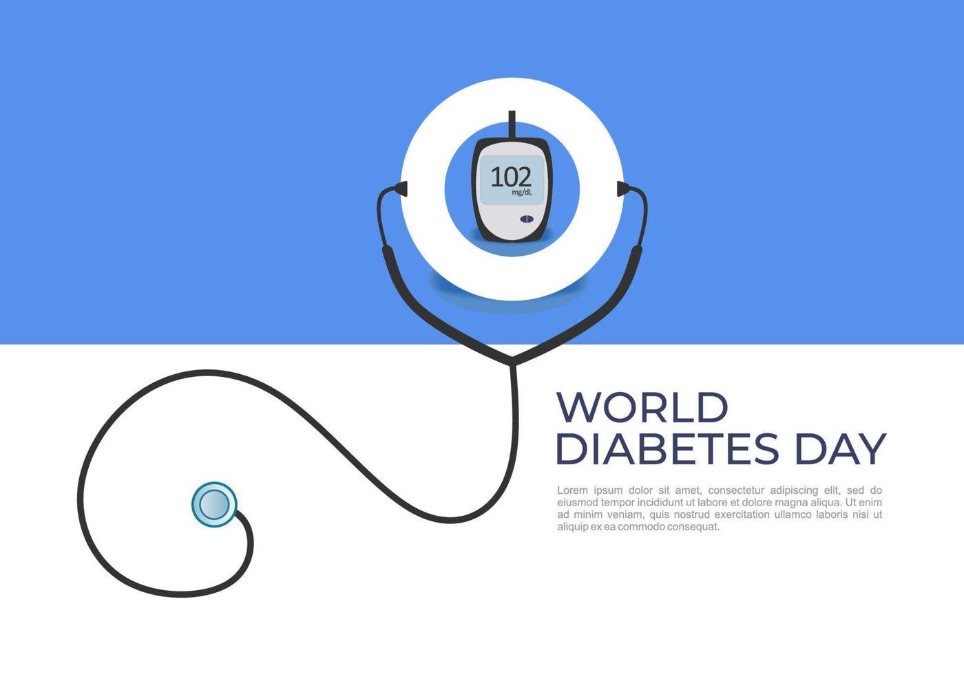 antecedentes del día mundial de la diabetes con dispositivo de medición de azúcar en la sangre. vector