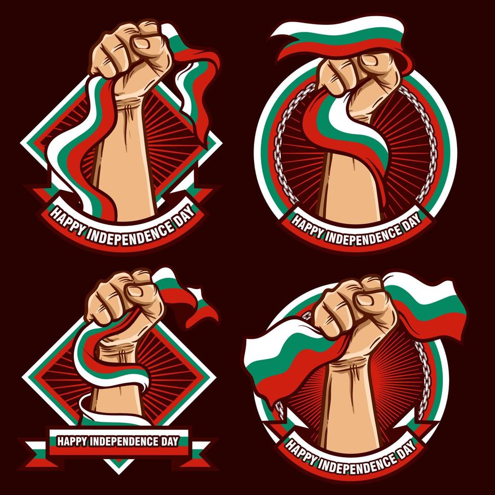 puño, manos, con, bulgaria, bandera, ilustración vector