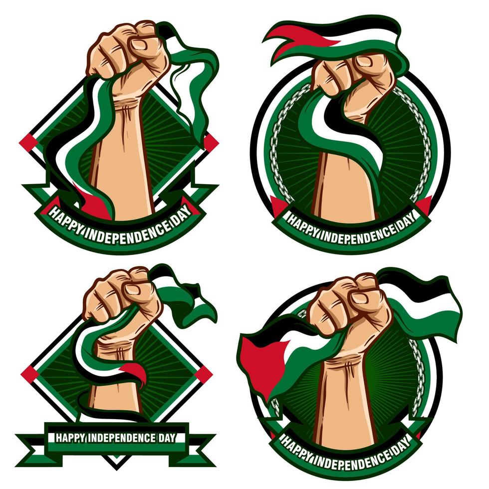 puño, manos, con, bandera palestina, ilustración vector