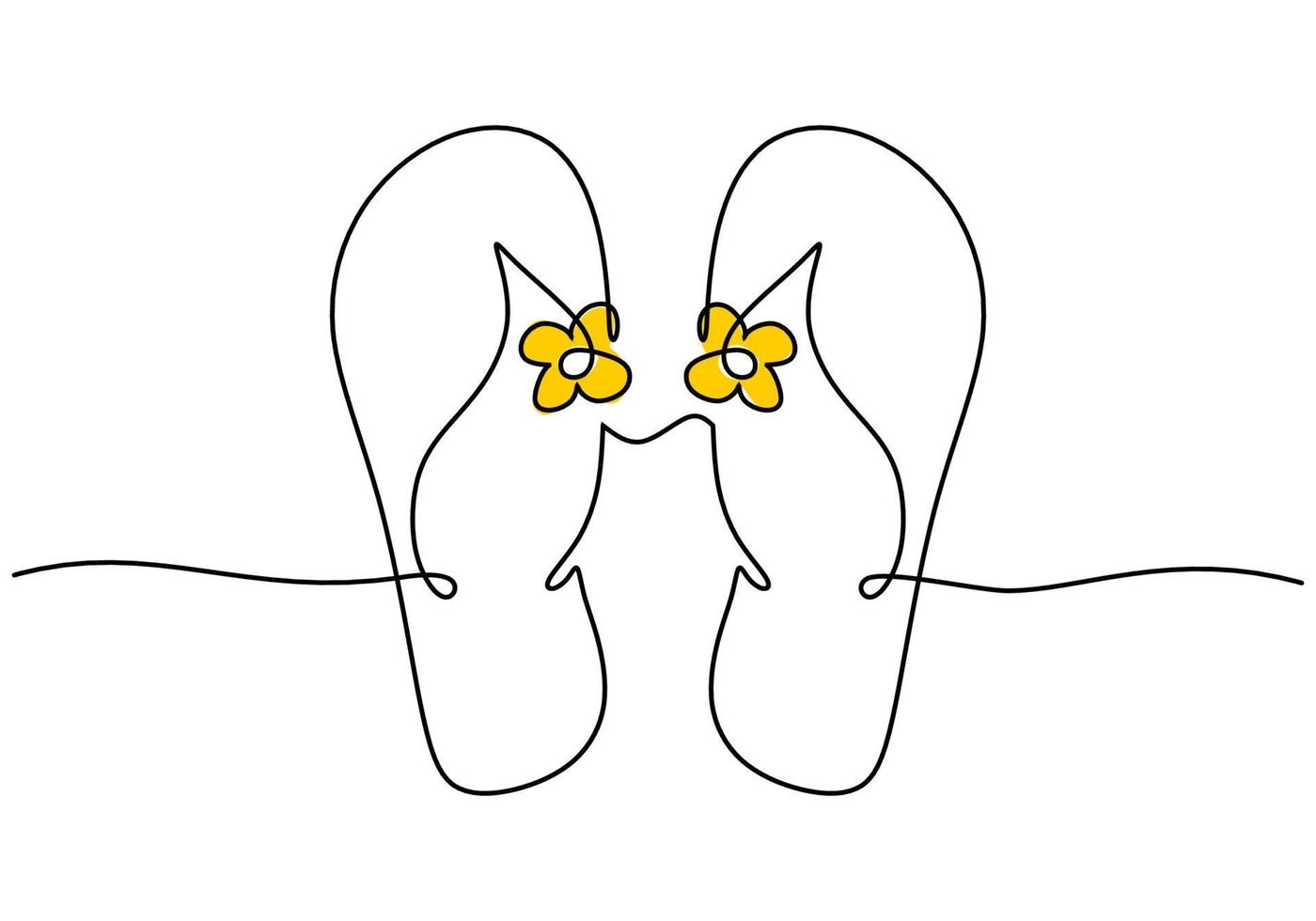 One continuous single line of woman sandals on white background. vector