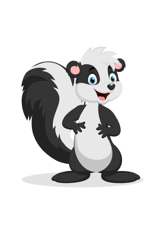 Cartoon cute skunk on white background vector
