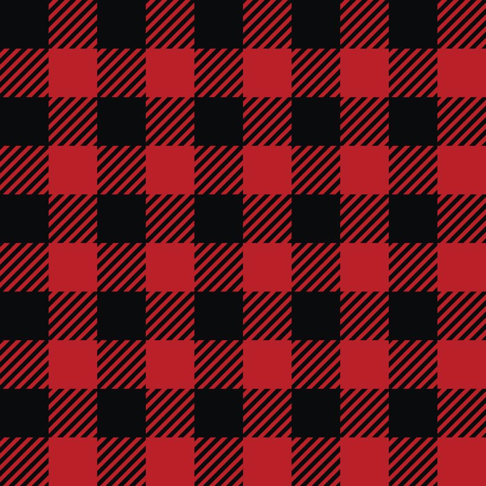 Classic Buffalo Plaid Lumberjack ornament seamless pattern background. Red and black checkered pattern, flannel fabric shirt print. Winter Christmas tartan backdrop vector