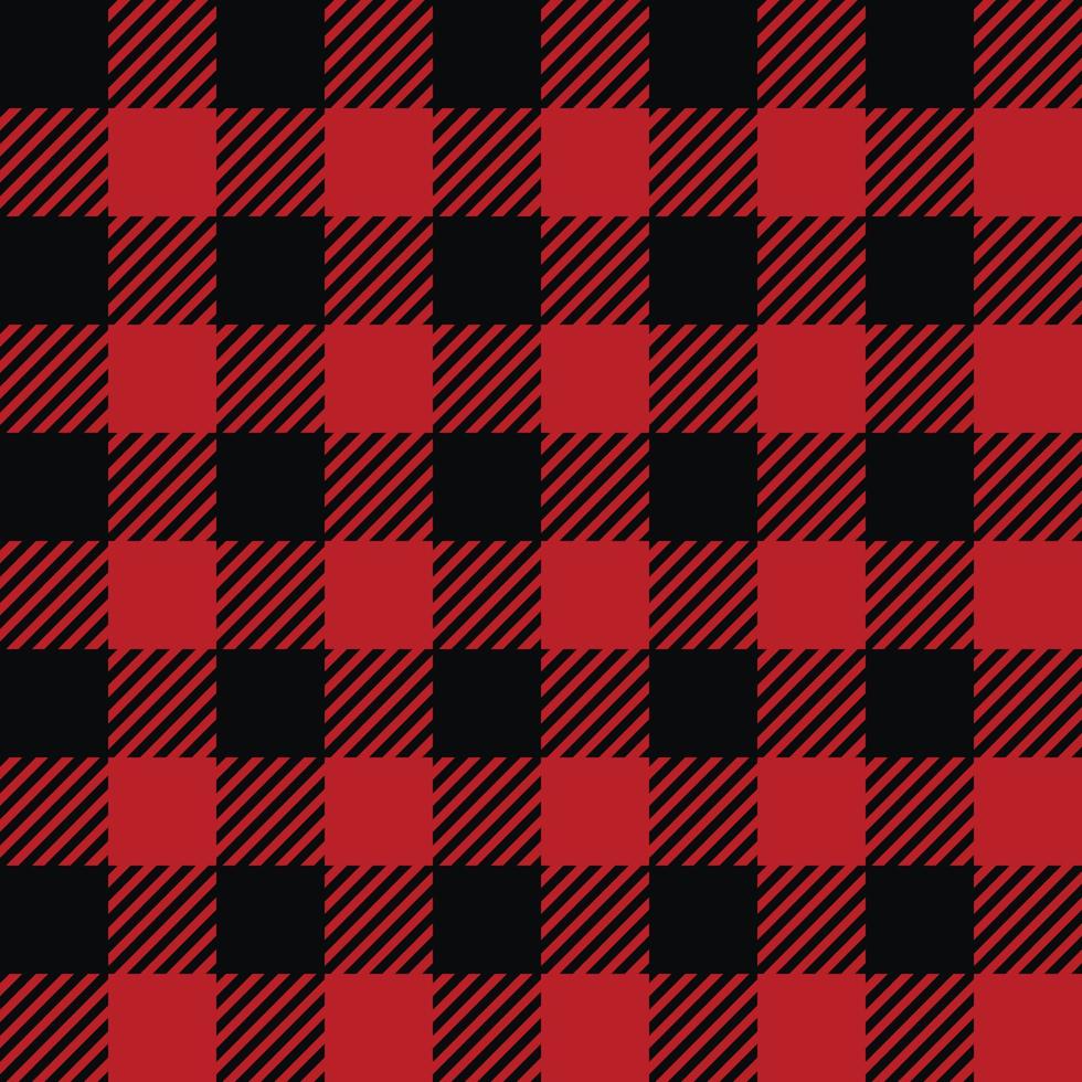 Classic Buffalo Plaid Lumberjack ornament seamless pattern background. Red and black checkered pattern, flannel fabric shirt print. Winter Christmas tartan backdrop vector