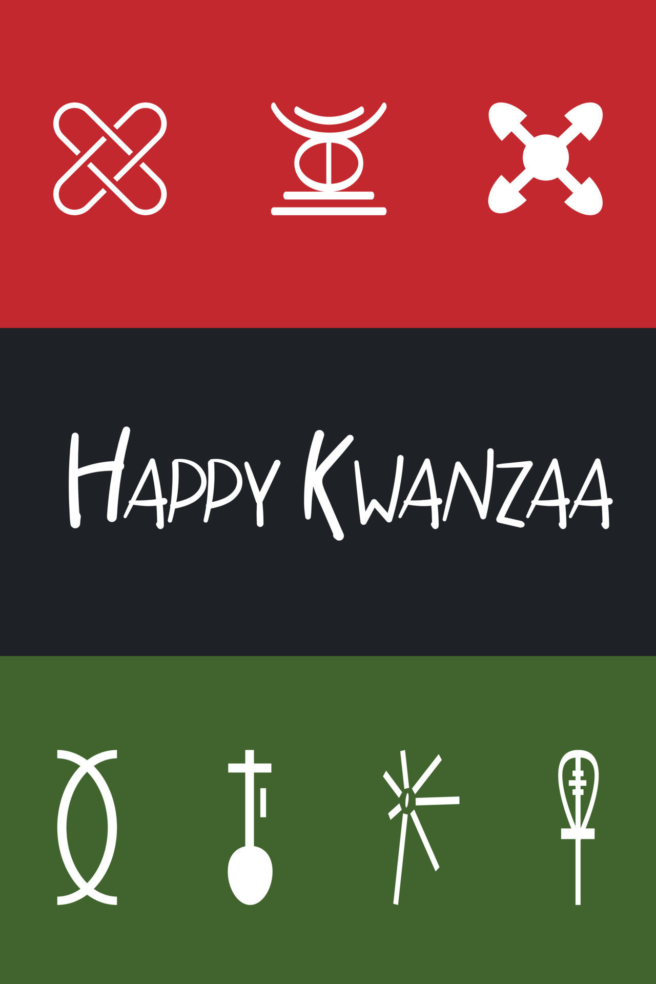 Happy Kwanzaa greeting card with African Kwanza flag red black
