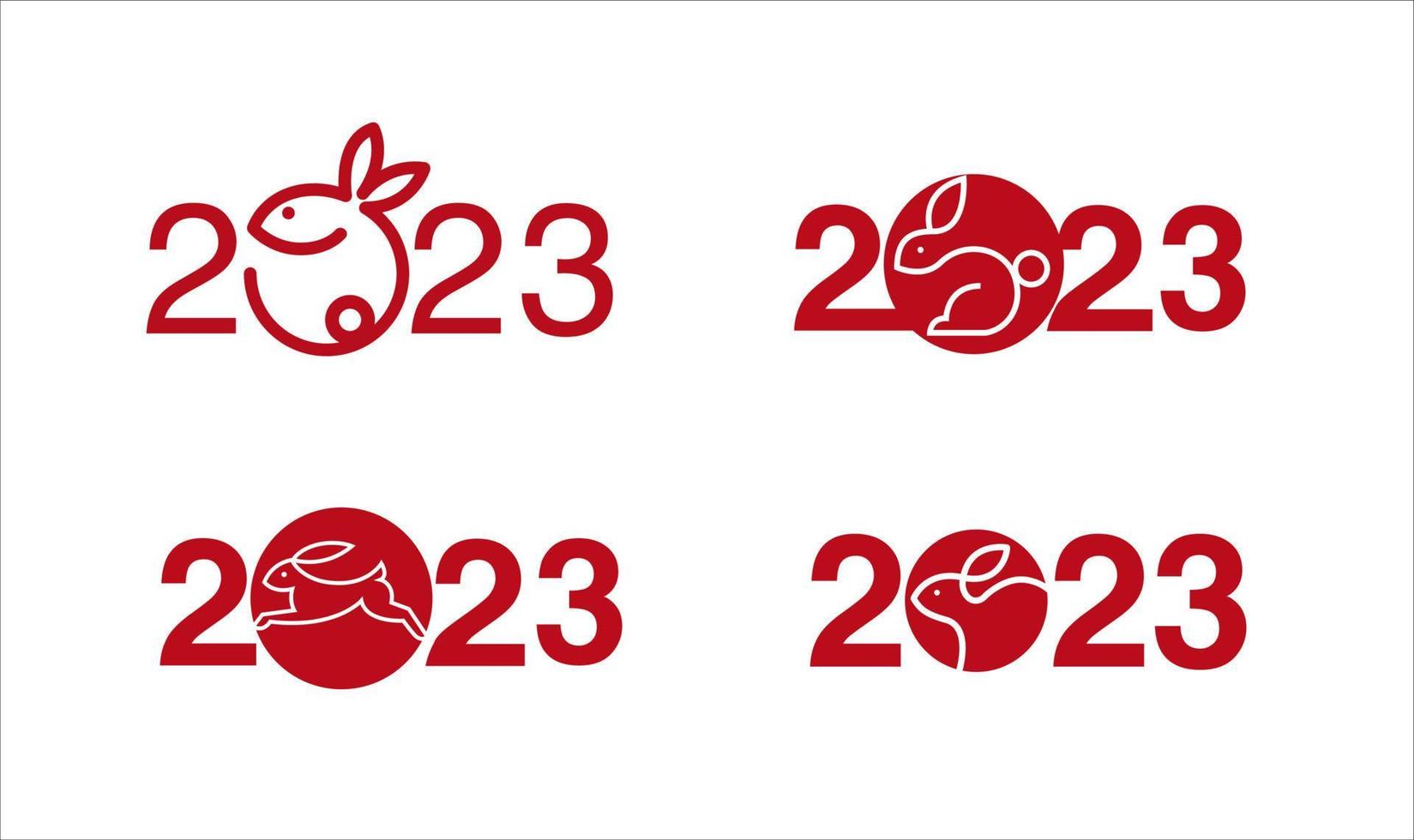 Happy new year 2023 , Lunar new year, Rabbit , logo simple flat design vector