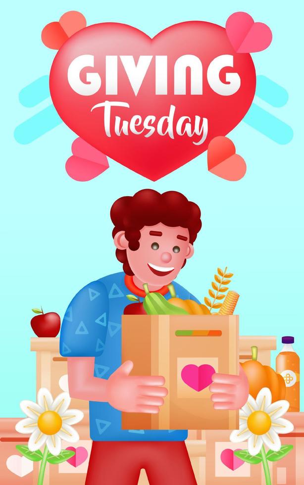 Giving Tuesday, illustration of a man making a donation vector