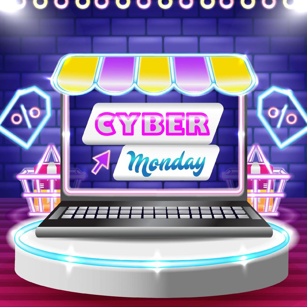 Cyber Monday, fun shopping from your laptop vector