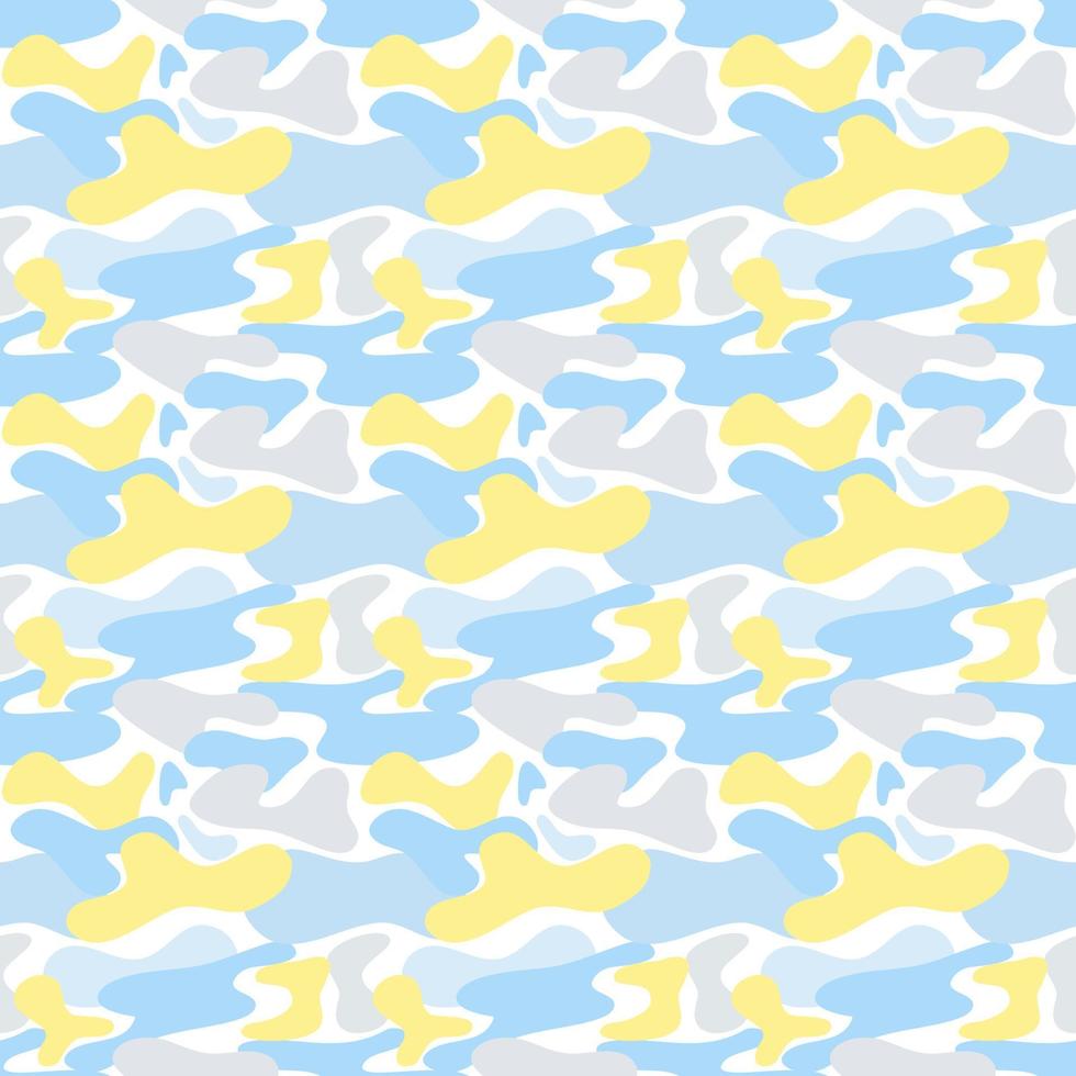 Fashion camouflage pattern, bright blue and pink color, flat seamless pattern. vector