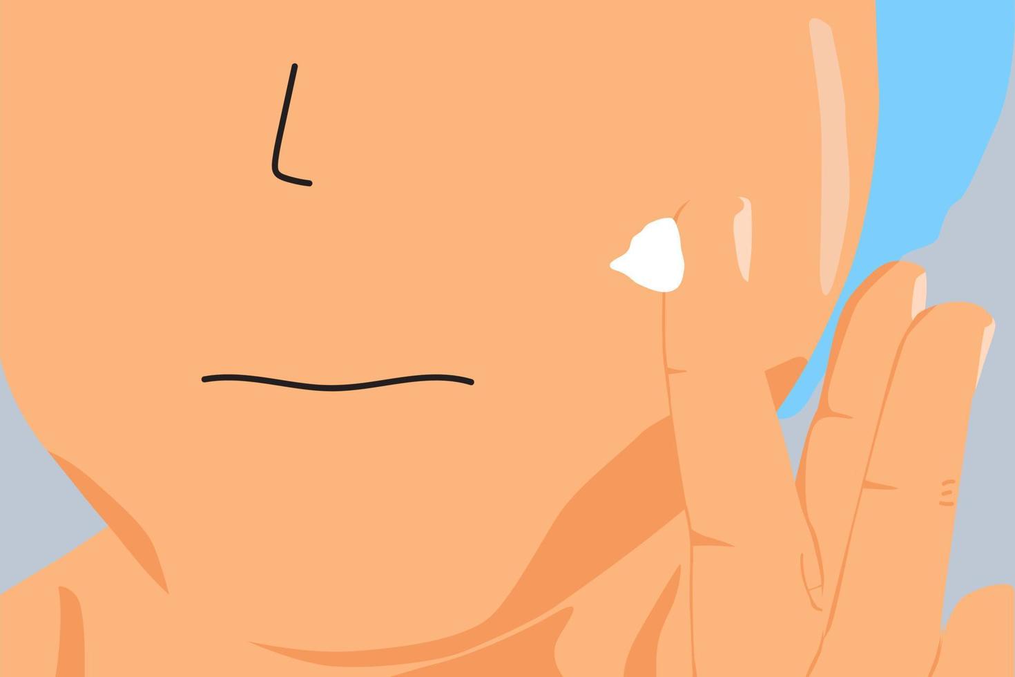 illustration of person applying beauty cream to face vector