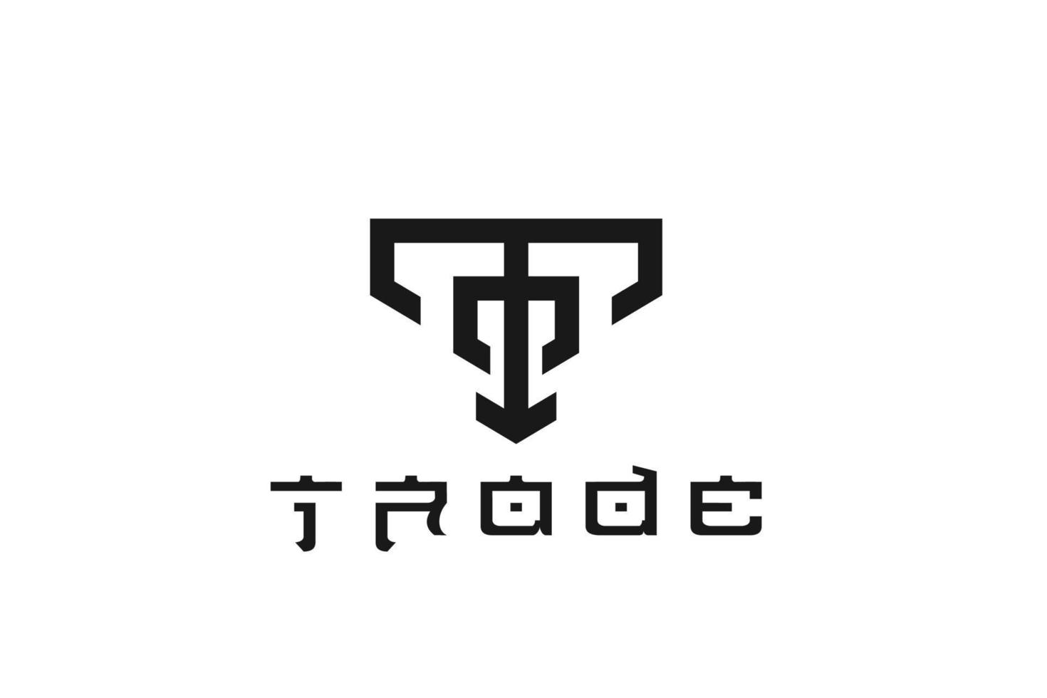 Clean and stylish logo forming the letter T with business card templates. vector