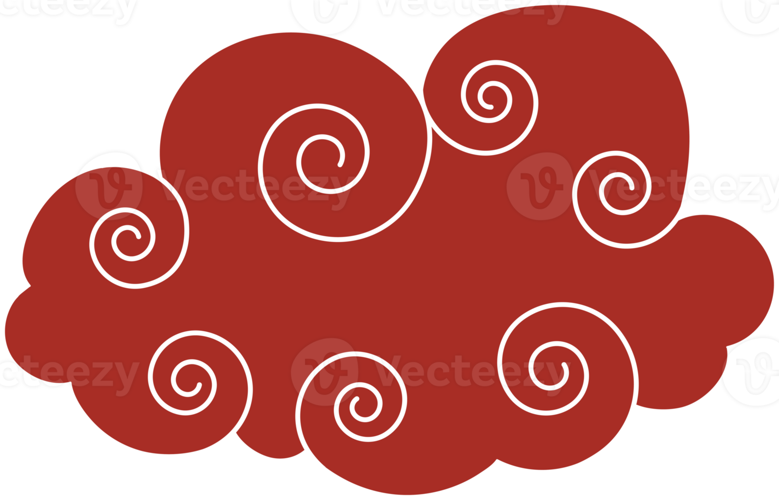 Chinese Cloud. Traditional Curved Red and White Design Element png