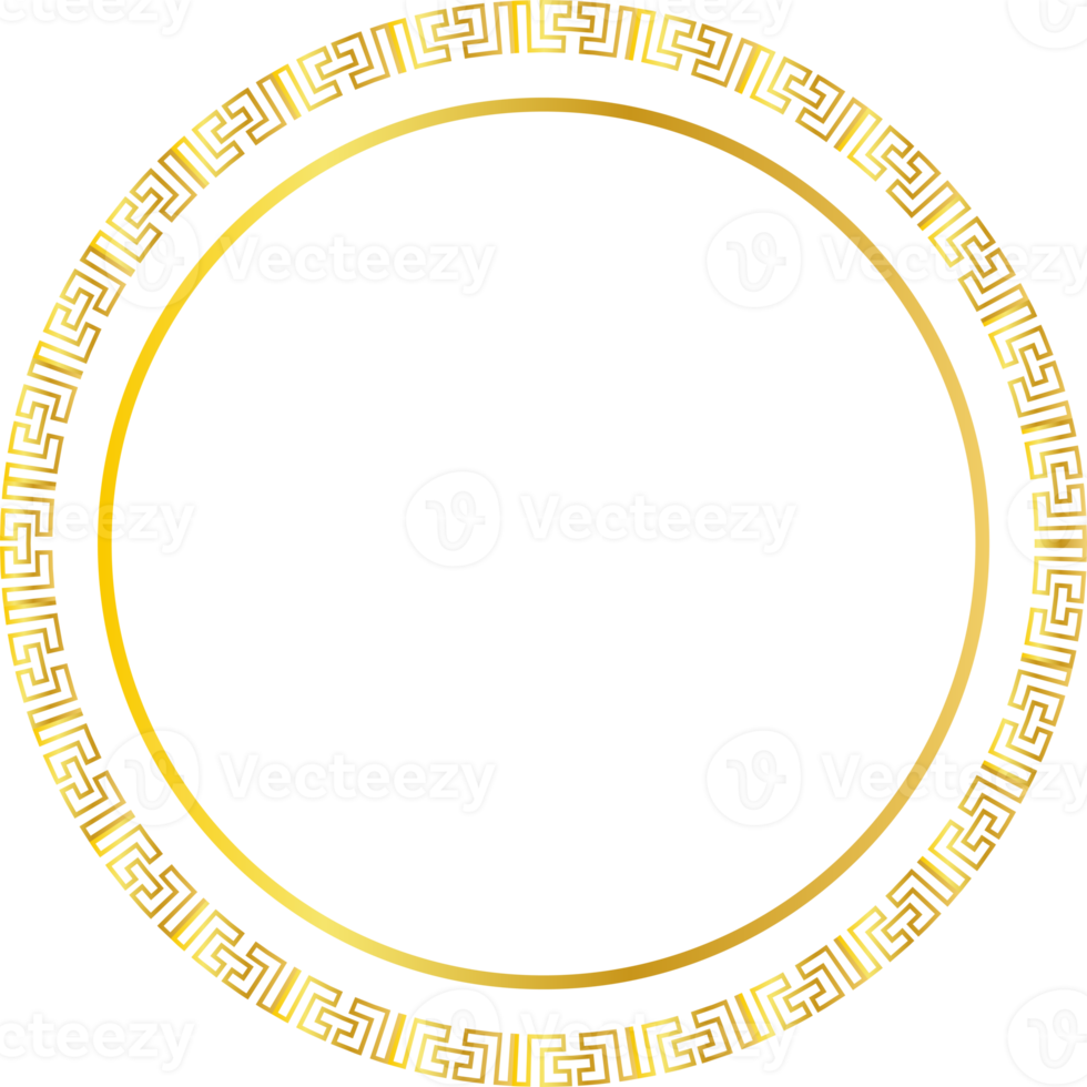 Gold Gradient Traditional Circle Chinese Ornament Frame png