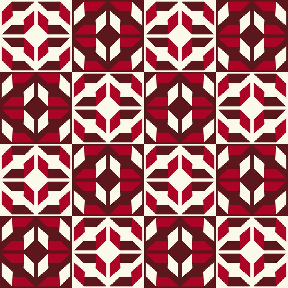Abstract geometric seamless pattern. Red-white geometric seamless checkered pattern style. Ethnic geometric red color pattern on white background for interior decoration elements, wrapping. vector