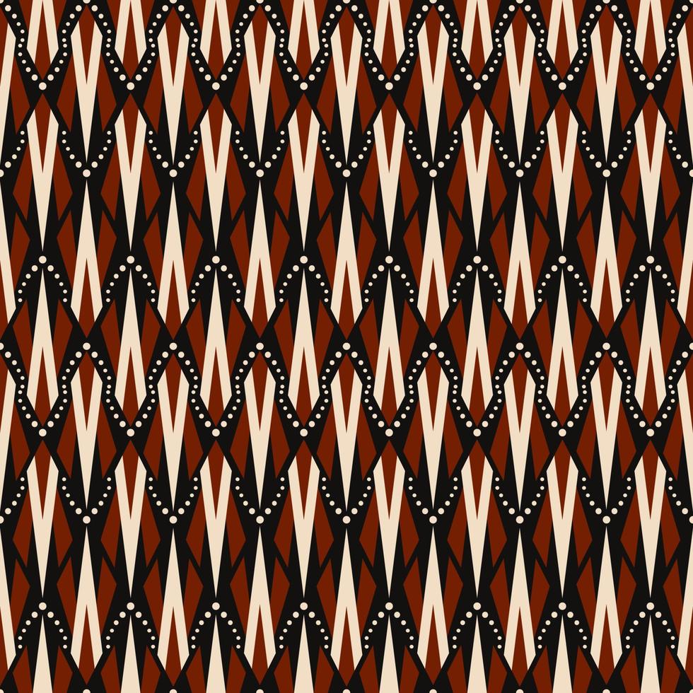 Colorful red-black ethnic tribal geometric shape seamless pattern background. Batik, sarong traditional pattern. Use for fabric, textile, interior decoration elements, upholstery, wrapping. vector
