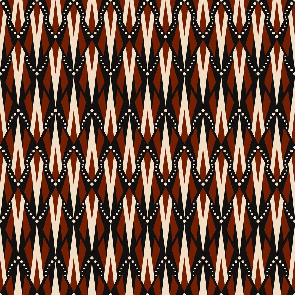 Colorful red-black ethnic tribal geometric shape seamless pattern background. Batik, sarong traditional pattern. Use for fabric, textile, interior decoration elements, upholstery, wrapping. vector