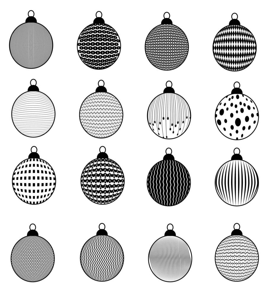 conjunto de adornos navideños dibujados a mano. elementos de decoración aislados. garabatos y bocetos vectoriales. vector