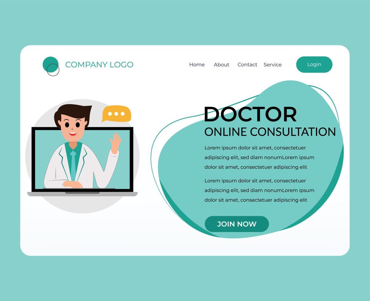 diagnóstico de atención médica en línea y página de inicio web de consultor médico vector