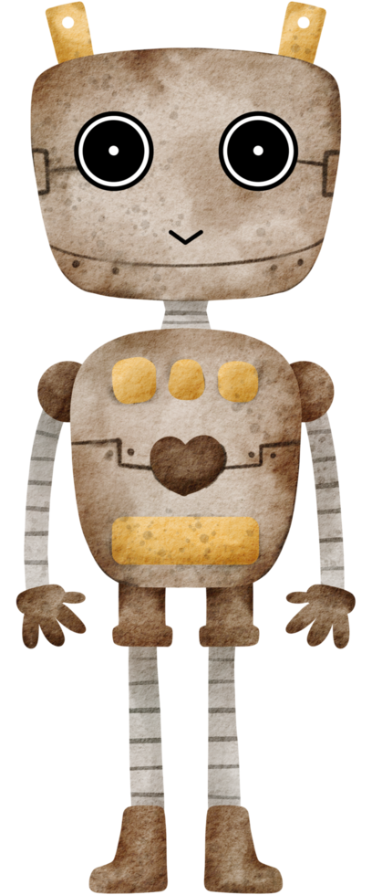 carino robot mano dipingere acquerello png