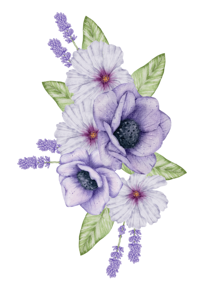 Watercolor Violet Floral Botanical png