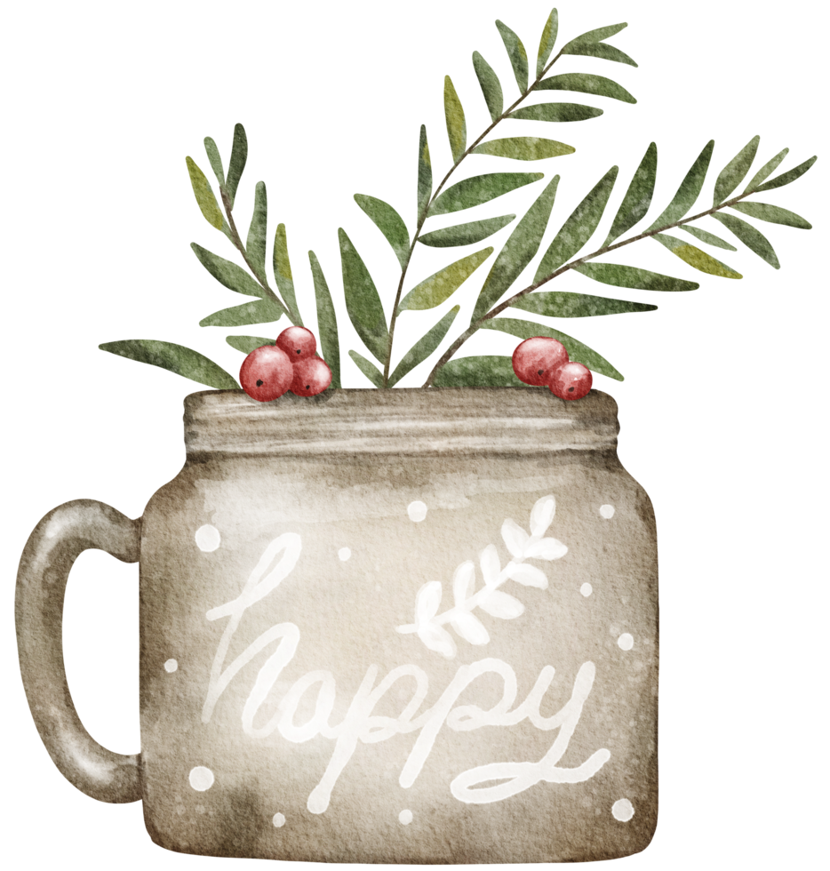 Winter Christmas ornament watercolor element png